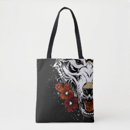 Wolf Flower Tatoo Tote Bag