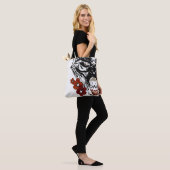 Wolf Flower Tatoo Tote Bag (Op model)