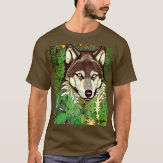 Wolf Flowers natuur T-shirt