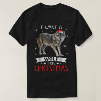 Wolf for Christmas Cute Holiday Design T-shirt