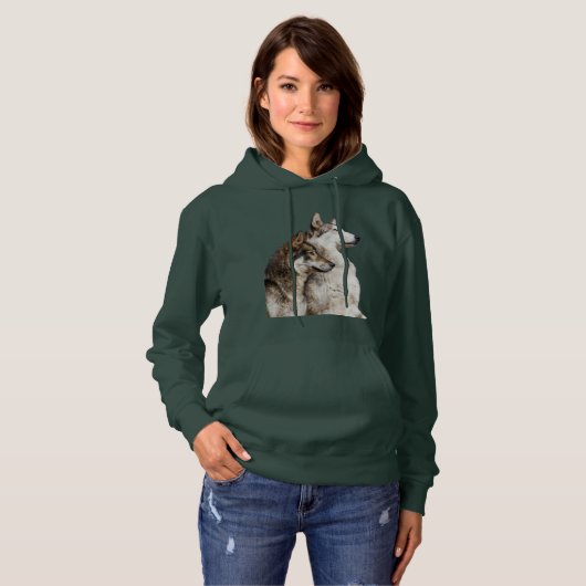 Wolf Forest Green Hoodie (Voorkant volledig)