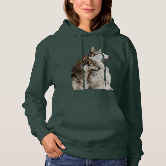 Wolf Forest Green Hoodie (Voorkant)