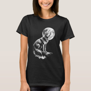 Wolf Forest Moon Cosmic Howling Wolf Lover T-shirt
