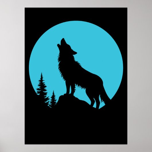 Wolf Forest Natuur Outdoors Wildlife Silhouette Poster (Voorkant)