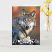 Wolf Foto Afbeelding Ik Hou Van Jou Kaart (Gele Bloem)