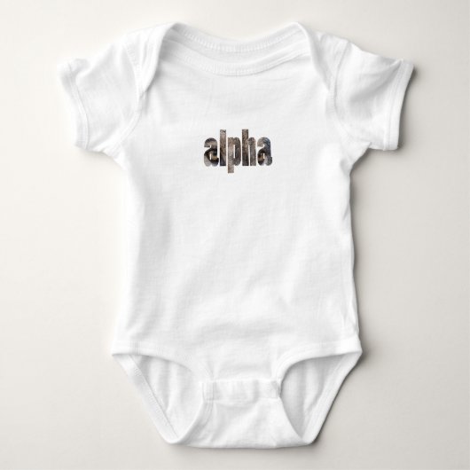 Wolf Foto Wildlife Natuur Alpha Typografie Romper (Voorkant)