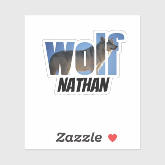 Wolf Fotograaf Voornaam met zwarte Typografie Sticker (Vel)