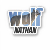 Wolf Fotograaf Voornaam met zwarte Typografie Sticker (Voorkant)