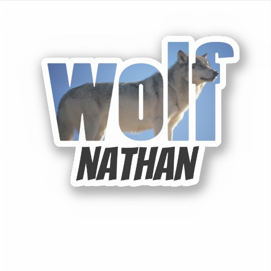 Wolf Fotograaf Voornaam met zwarte Typografie Sticker (Voorkant)