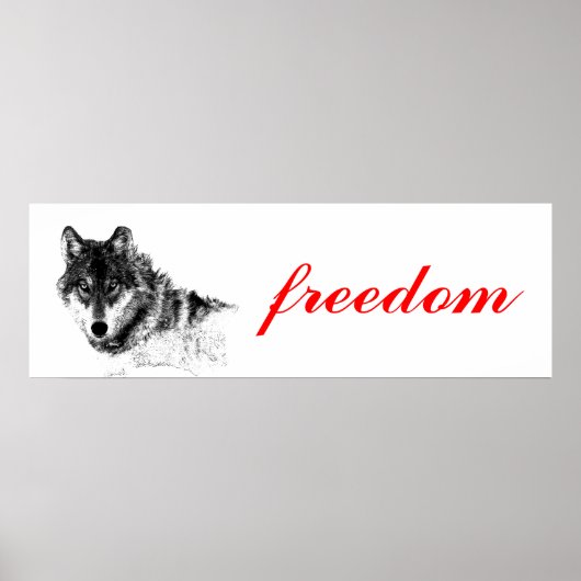 Wolf Freedom Motivatie Inspirerend Poster (Voorkant)
