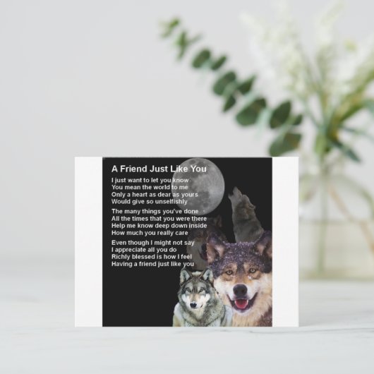 Wolf - Friend Poem Briefkaart (Staand voorkant)