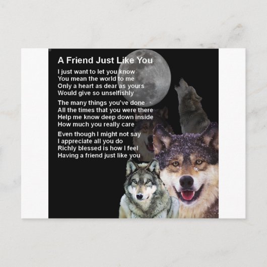 Wolf - Friend Poem Briefkaart (Voorkant)
