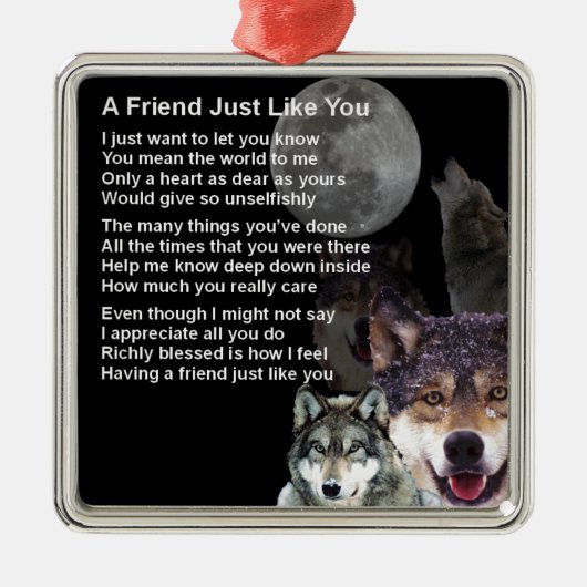 Wolf - Friend Poem Metalen Ornament (Voorkant)