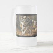 Wolf Frosted Glass Mug style 1 Matglas Bierpul (Voorkant links)