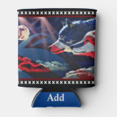 Wolf Full Moon American Flag Blikjeskoeler (Voorkant)