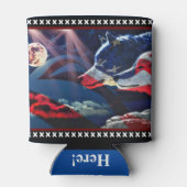 Wolf Full Moon American Flag Blikjeskoeler (Achterkant)