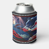 Wolf Full Moon American Flag Blikjeskoeler (Blikje Achterkant)