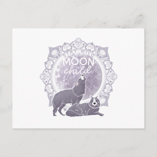 Wolf Full Moon Briefkaart (Voorkant)