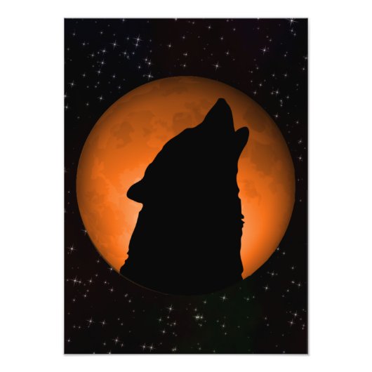 Wolf Full Moon Foto Afdruk (Voorkant)