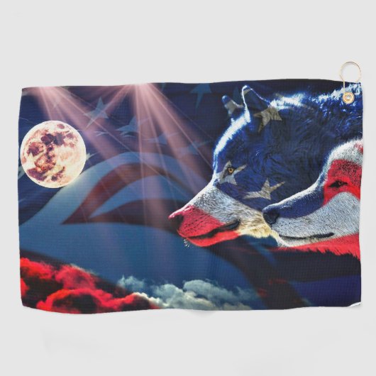 Wolf Full Moon Golfhanddoek (Horizontaal)