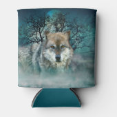 Wolf Full Moon in mist Blikjeskoeler (Voorkant)