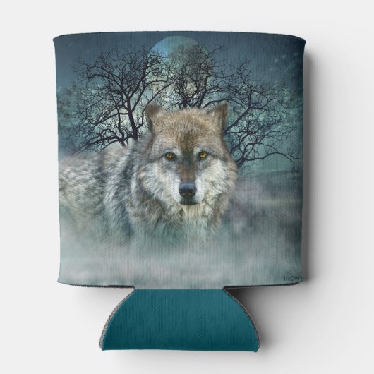 Wolf Full Moon in mist Blikjeskoeler (Achterkant)