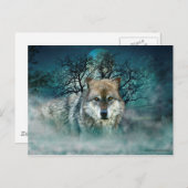 Wolf Full Moon in mist Briefkaart (Voorkant / Achterkant)