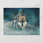 Wolf Full Moon in mist Briefkaart (Voorkant)
