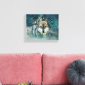 Wolf Full Moon in mist Canvas Afdruk (Insitu (Woonkamer))