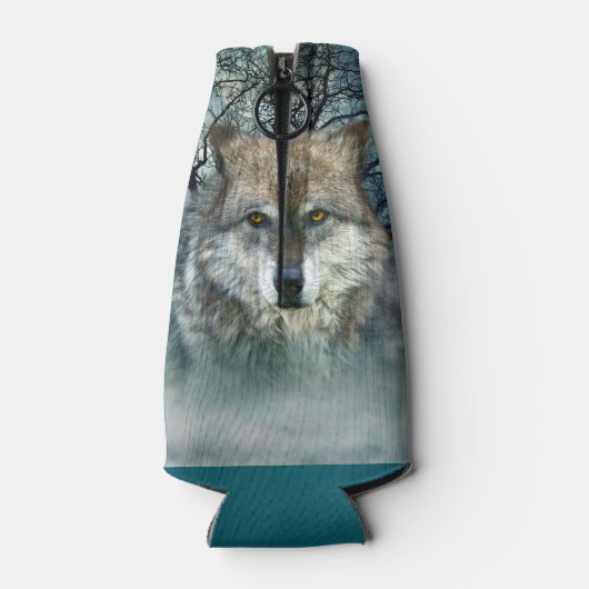 Wolf Full Moon in mist Flesjeskoeler (Achterkant)