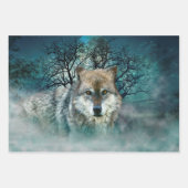 Wolf Full Moon in mist Inpakpapier Vel (Voorkant 3)