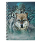 Wolf Full Moon in mist Notitieboek (Voorkant)