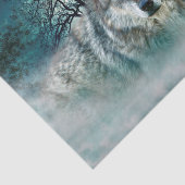 Wolf Full Moon in mist Tissuepapier (Detail)