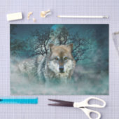 Wolf Full Moon in mist Tissuepapier (Craft)