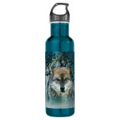 Wolf Full Moon in mist Waterfles (Voorkant)