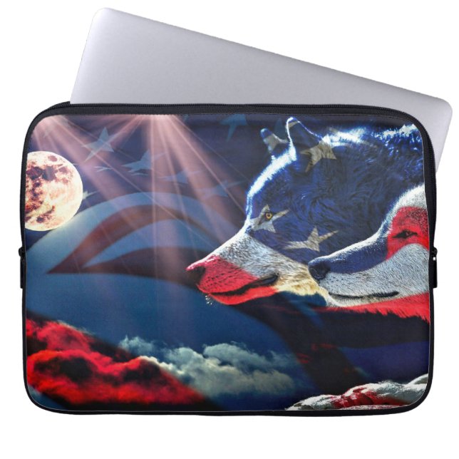 Wolf Full Moon Laptop Sleeve (Voorkant)