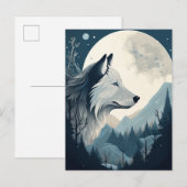 Wolf Full Moon Mountains Fantasy Art Briefkaart (Voorkant / Achterkant)
