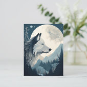 Wolf Full Moon Mountains Fantasy Art Briefkaart (Staand voorkant)