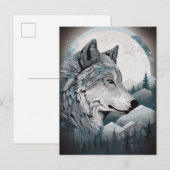 Wolf Full Moon Mountains Fantasy Art Briefkaart (Voorkant / Achterkant)