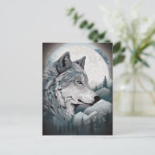 Wolf Full Moon Mountains Fantasy Art Briefkaart (Staand voorkant)