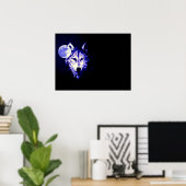 Wolf Fullmoon Blue Black Poster (Thuiskantoor)