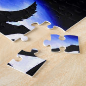 Wolf Fullmoon en Blue Night - Wilde dieren Art Legpuzzel (Zijkant)