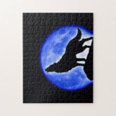 Wolf Fullmoon en Blue Night - Wilde dieren Art Legpuzzel (Verticaal)