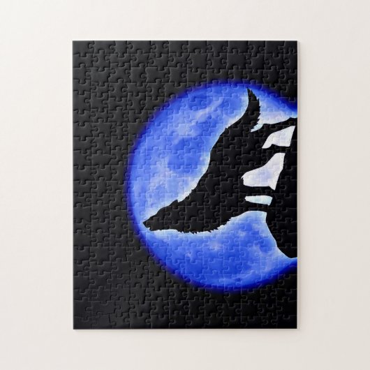 Wolf Fullmoon en Blue Night - Wilde dieren Art Legpuzzel (Verticaal)
