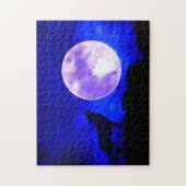 Wolf Fullmoon en Blue Night - Wilde dieren Art Legpuzzel (Verticaal)