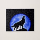 Wolf Fullmoon en Blue Night - Wilde dieren Art Legpuzzel (Horizontaal)