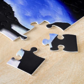 Wolf Fullmoon en Blue Night - Wilde dieren Art Legpuzzel (Zijkant)