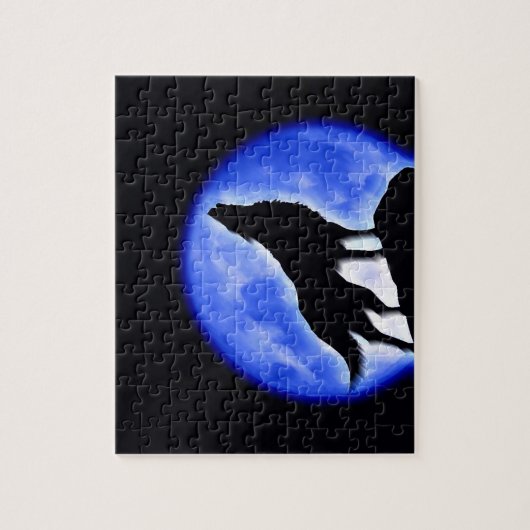 Wolf Fullmoon en Blue Night - Wilde dieren Art Legpuzzel (Verticaal)