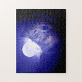 Wolf Fullmoon en Blue Night - Wilde dieren Art Legpuzzel (Verticaal)