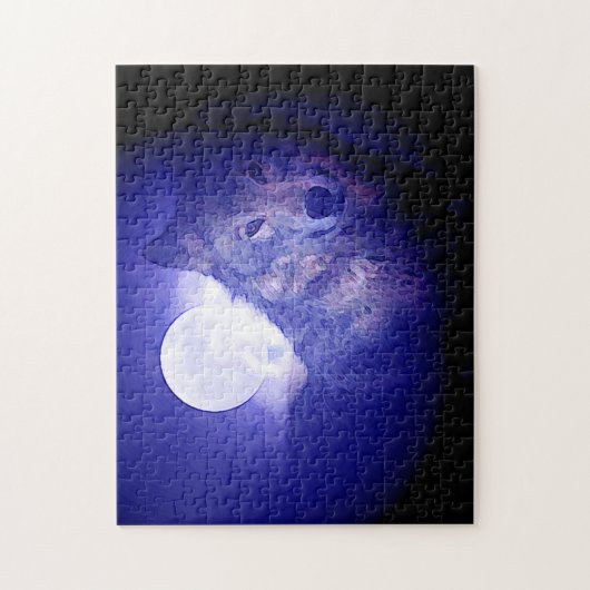Wolf Fullmoon en Blue Night - Wilde dieren Art Legpuzzel (Verticaal)